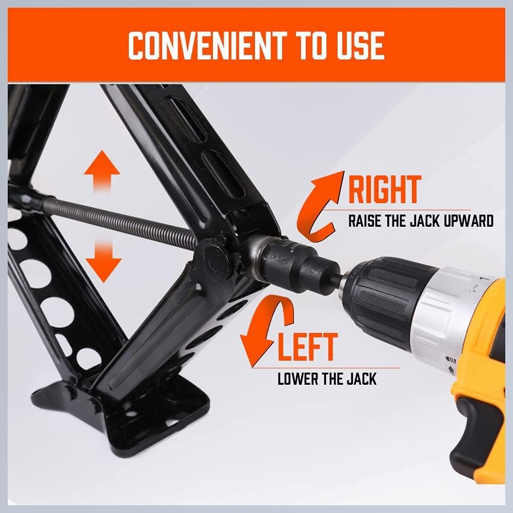 2-Pieces RV Leveling Scissor Jack Socket Drill Adapter, 1/4 Inch Hex Shank, F…