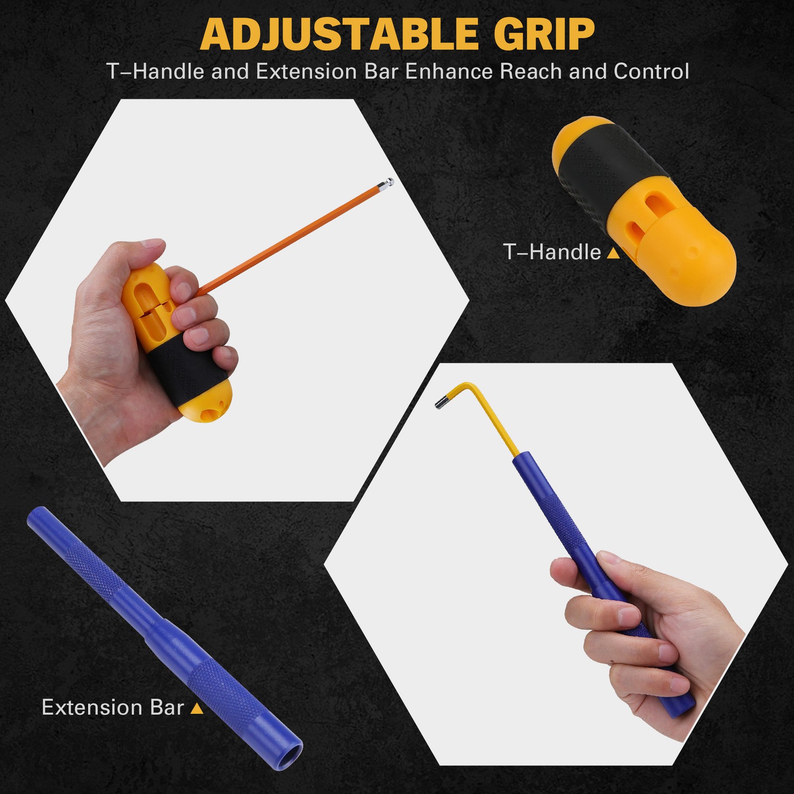29pc Allen-Wrench Hex Torx Key Set Ball End Long Arm w/ T-Handle & Extension Bar