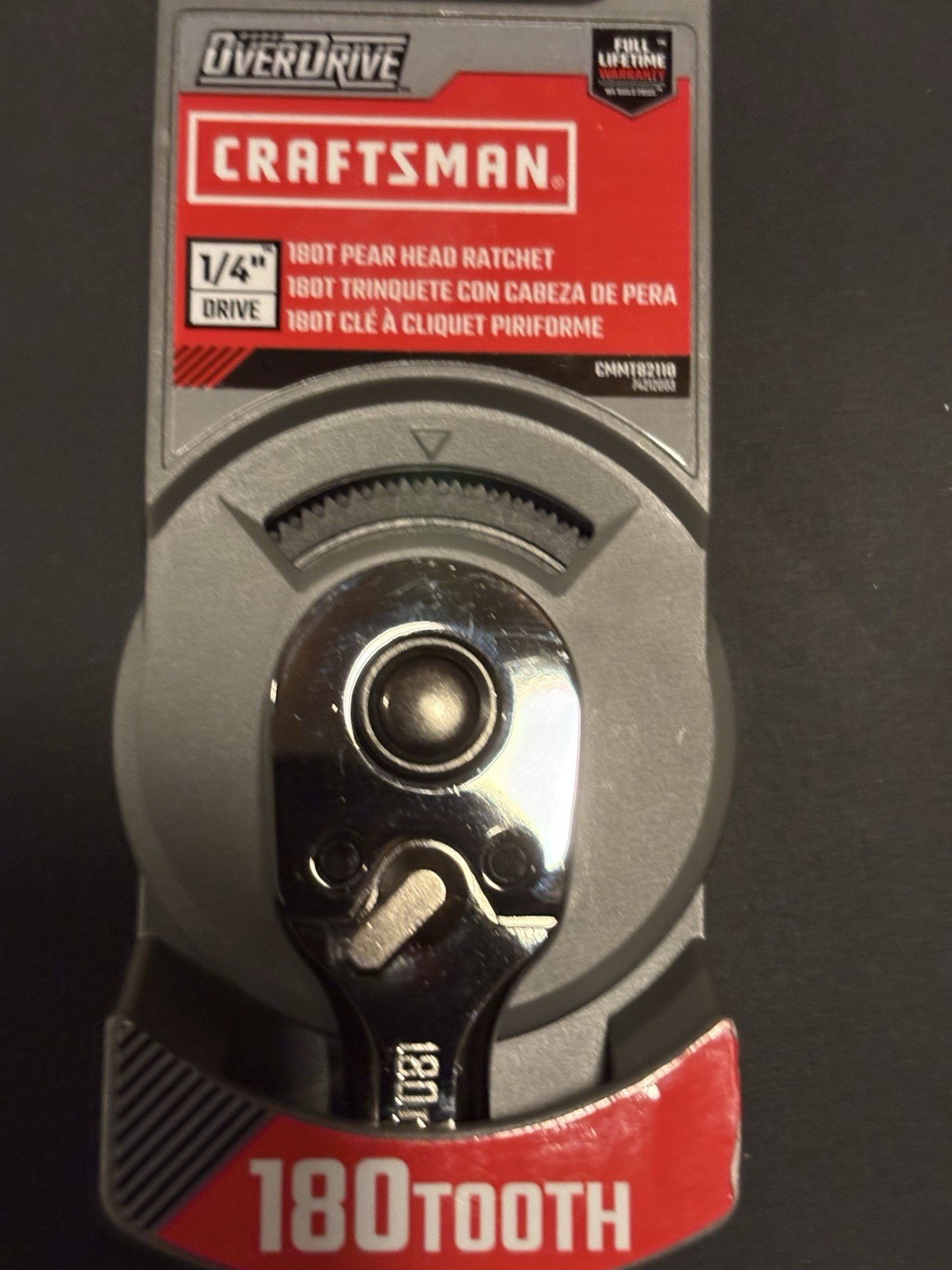 Craftsman Overdrive 1/4″ Drive 180T Pear Head Ratchet CMMT82110