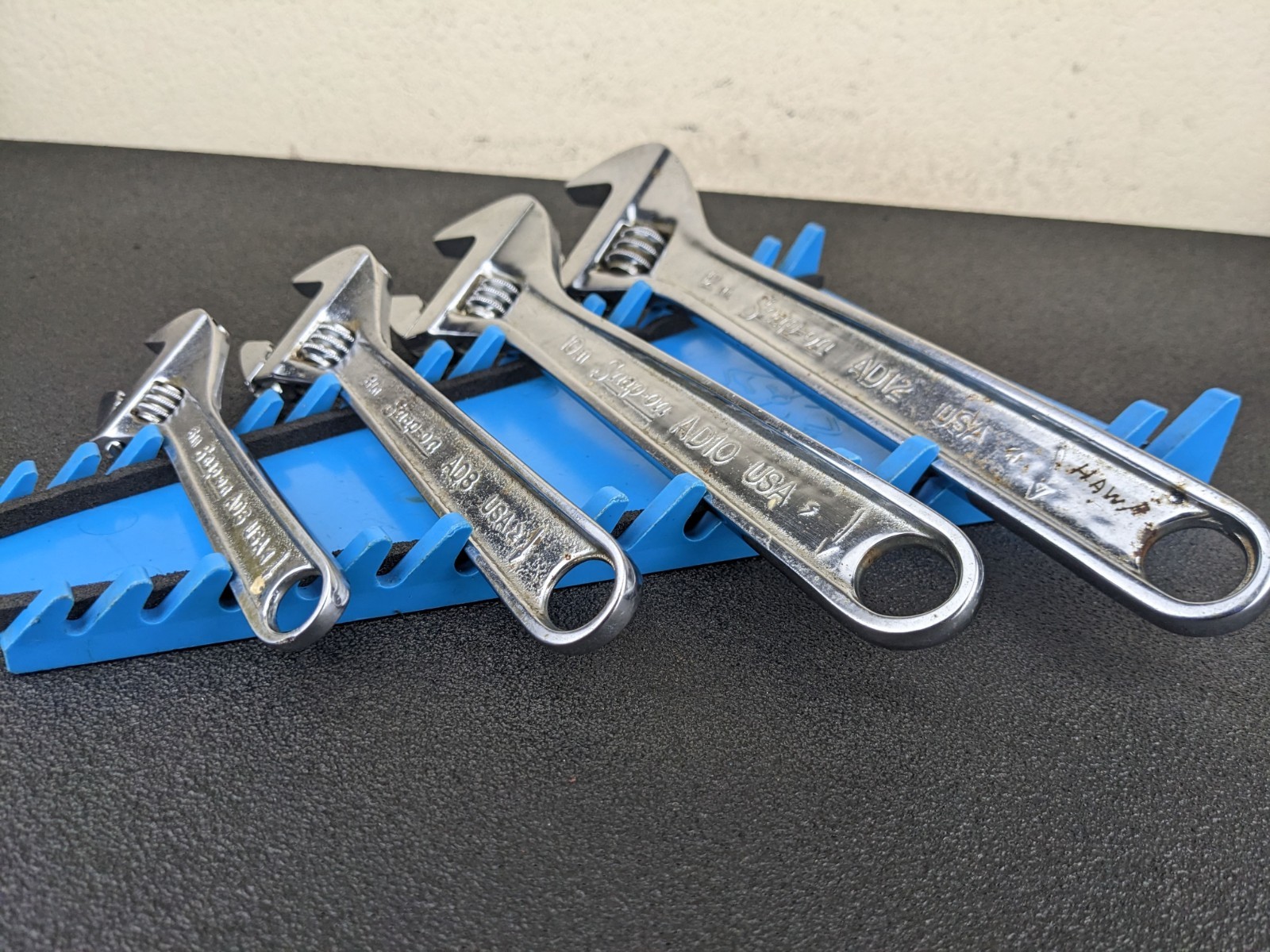 #bn784 Snap-on Tools Vintage USA 4 Pc Adjustable Wrench Set 6″, 8″, 10″, 12″