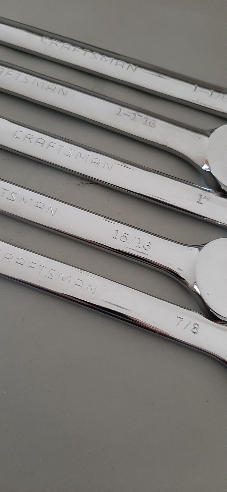 CRAFTSMAN COMBINATION LONG PATTERN POLISHED 12PT SAE WRENCH SET 7/8 to 1-1/8