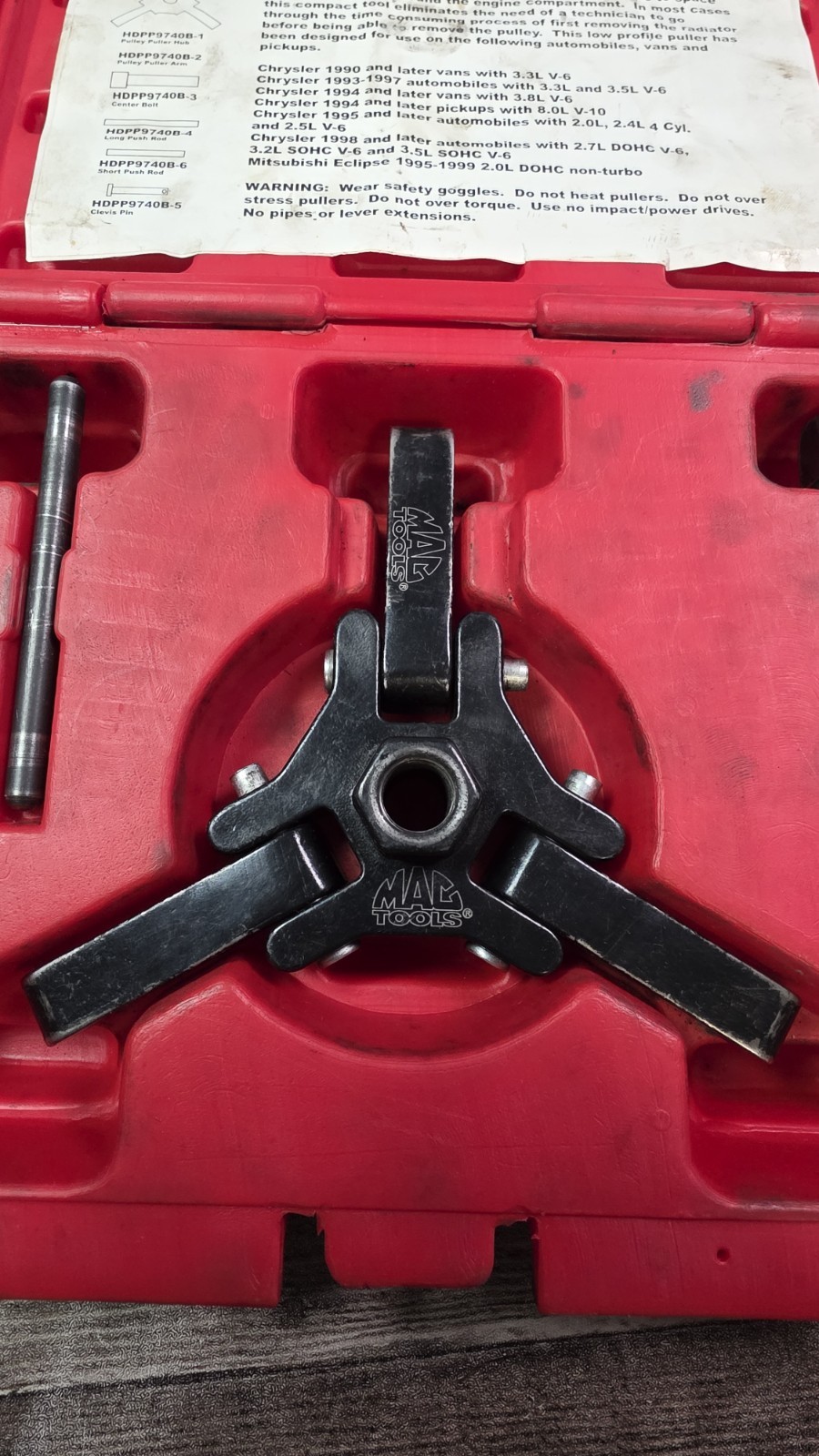 MAC TOOLS #HDPP9740B «Harmonic Puller Pulley» W/2 Push Rods