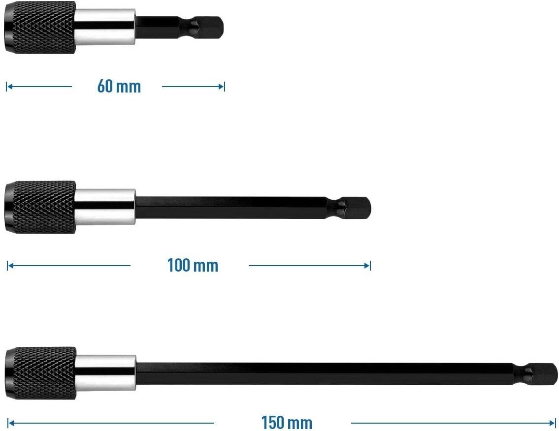 Efficient 3-Pc 1/4 Inch Hex Shank Magnetic Bit Holder Set for Easy Installation