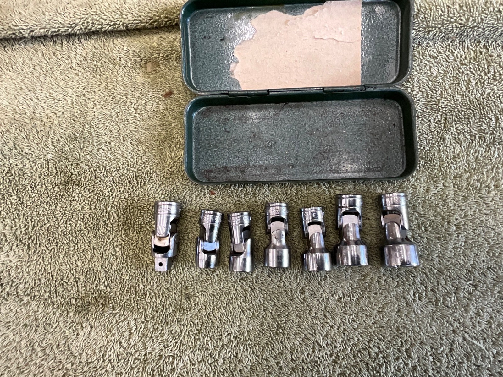 Vtg Snap-on 6 Piece 3/8″ Drive 6 Apt. Swivel Socket Set 7/16-3/4