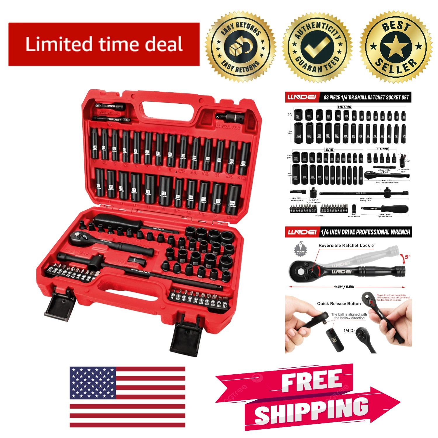 Durable Impact Socket Set – 83 Pieces with High-Visibility Markings &