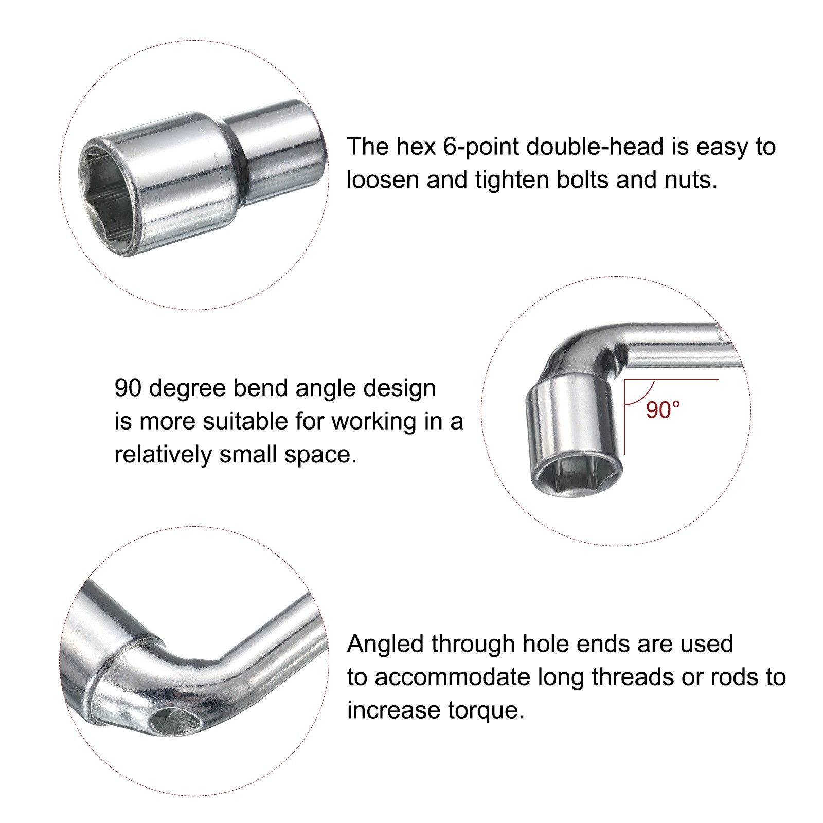 2pcs L Shape Angled Hex Socket Wrench 14mm Double Ended Socket Spanner