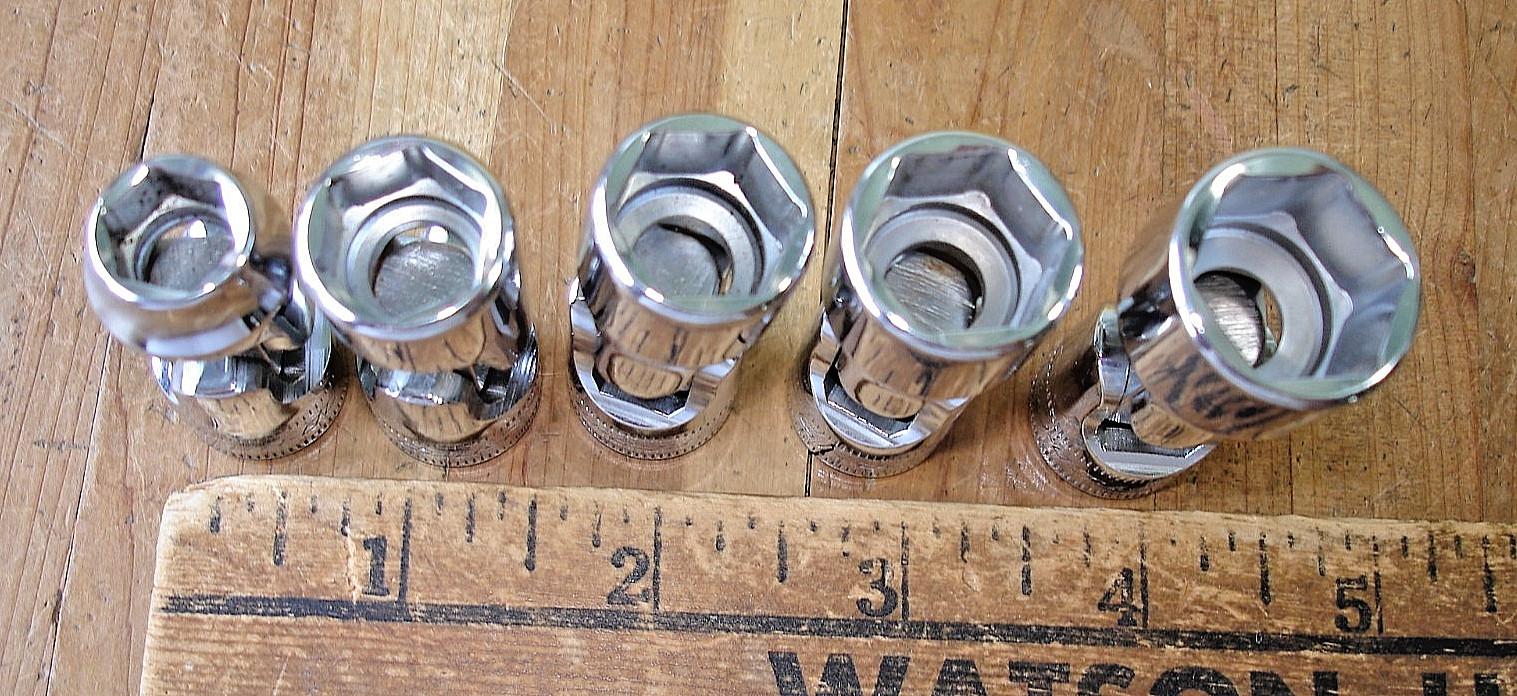 5 NEW SNAP-ON 3/8″ DRIVE METRIC SWIVEL SOCKETS MECHANICS TOOLS 10-13-14-15-17 US