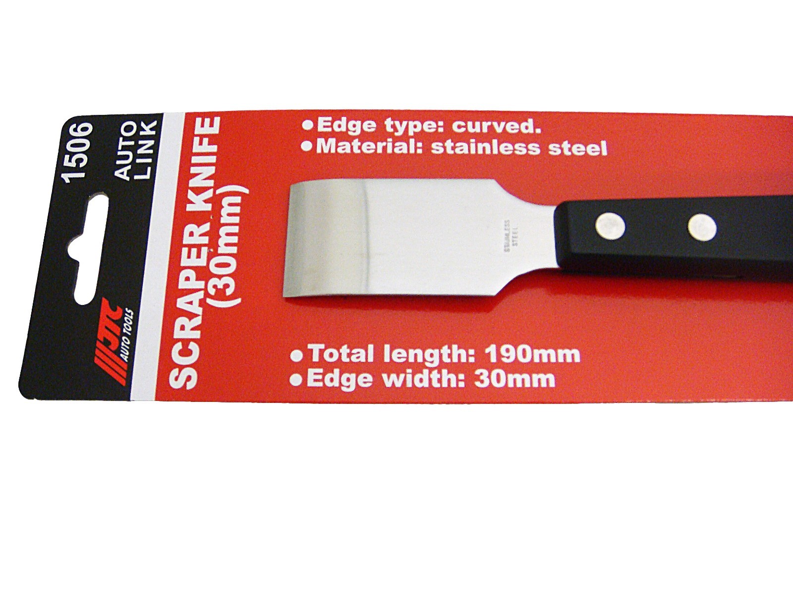 JTC SCRAPER KNIFE (TOTAL LENGTH 190MM; EDGE 30mm);STAINLESS STEEL; JTC # 1506