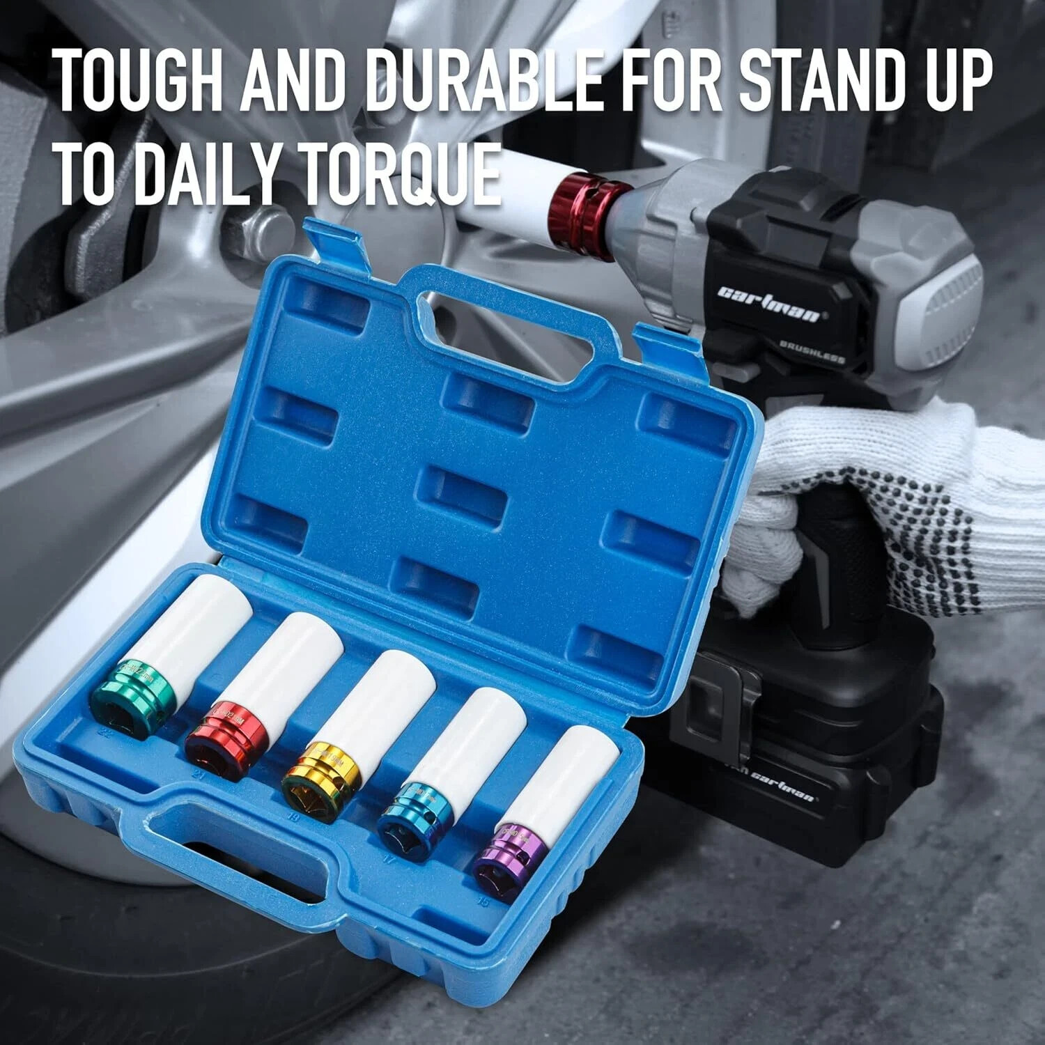 CARTMAN 5 Piece Set 1/2 Inch Drive Deep Impact Socket, Non-Marring
