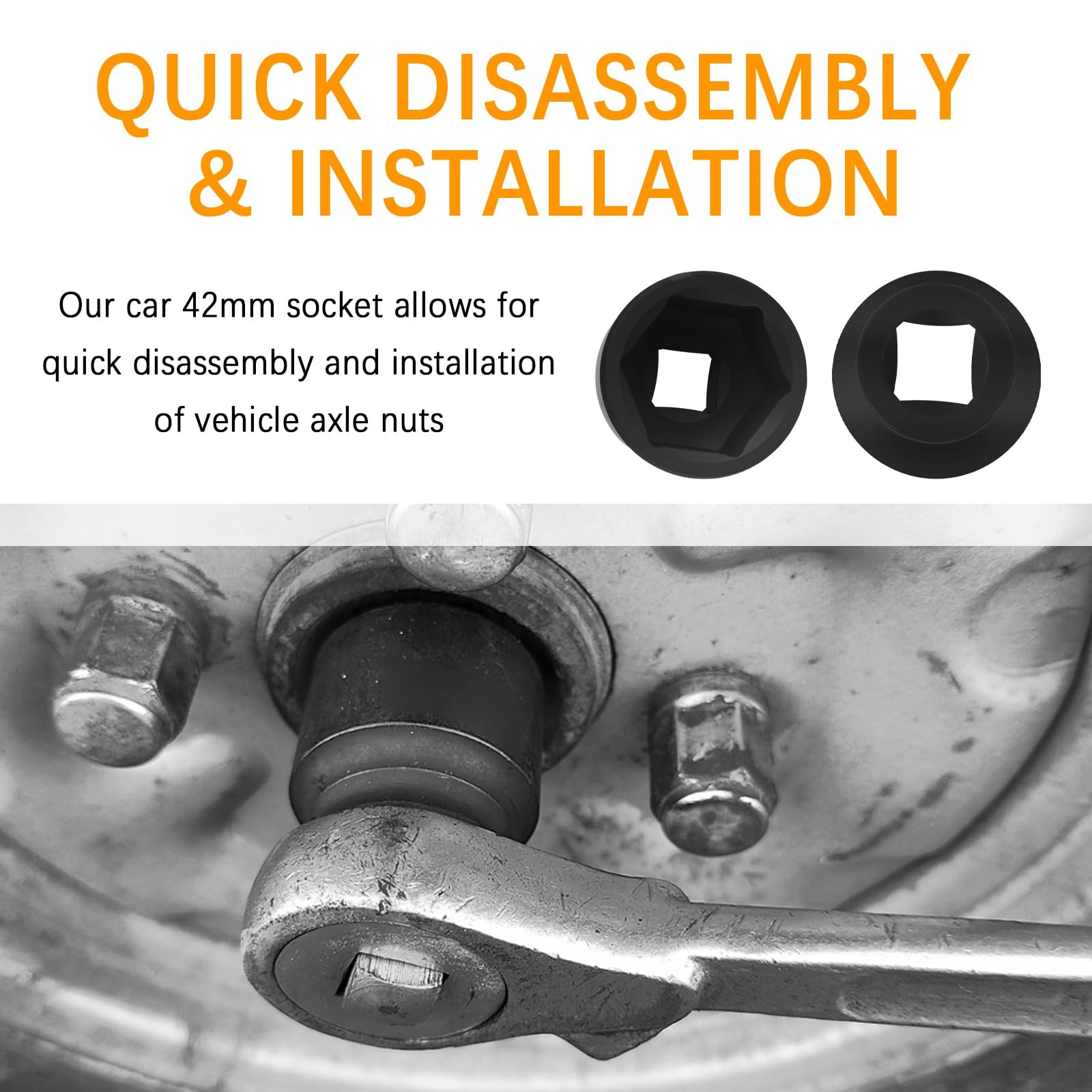 42mm Car Impact Socket with 3/4″ Drive 2.55*2.34*2.34 inch, 42mm-3/4″drive