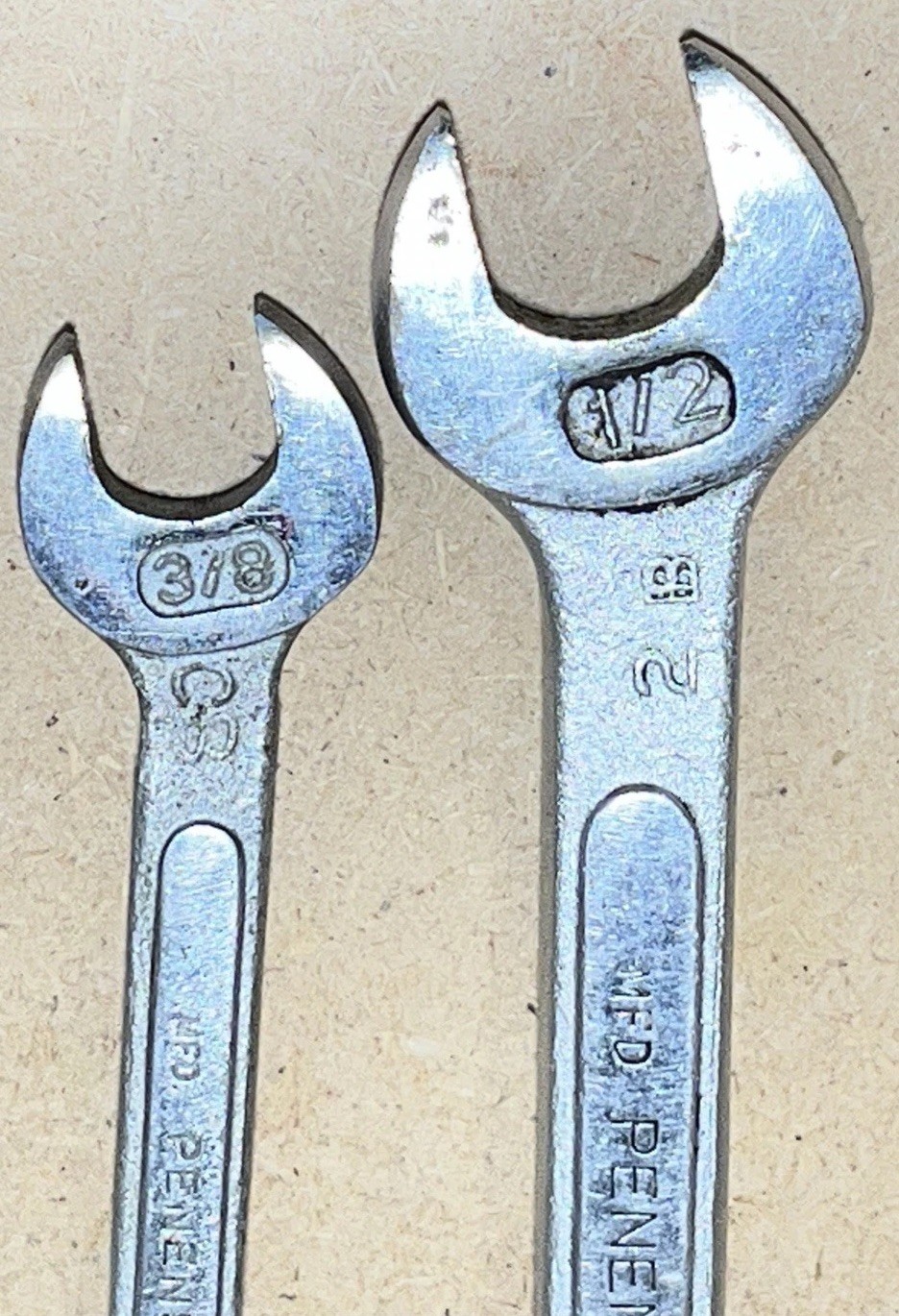 2-pc PENENS CORP 12 POINT COMBINATION WRENCHES – 3/8” & 1/2” Vintage Set USA