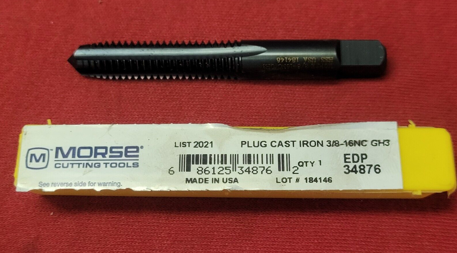 3/8-16 NC Plug Hand Tap HSS Morse MT7934876 NF GH3 For Cast Iron USA RH 4 FLUTE