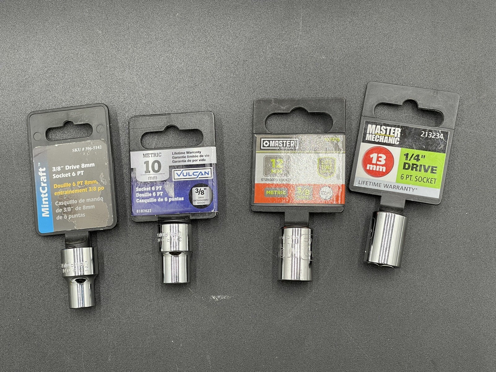 Mixed Lot Of 4 New Metric 3/8 Drive Sockets 6 & 12 Point Vulcan Master Mechanic