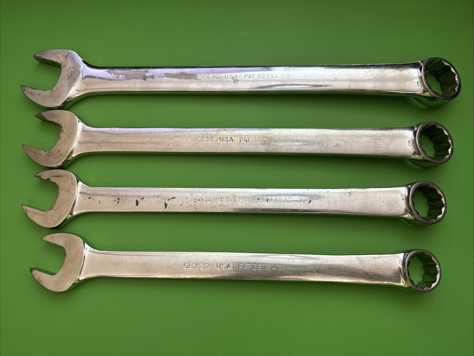 Snap-On USA 4 Piece OEX Series SAE Sz 1″ to 1-1/4″ Combination Wrench Set READ