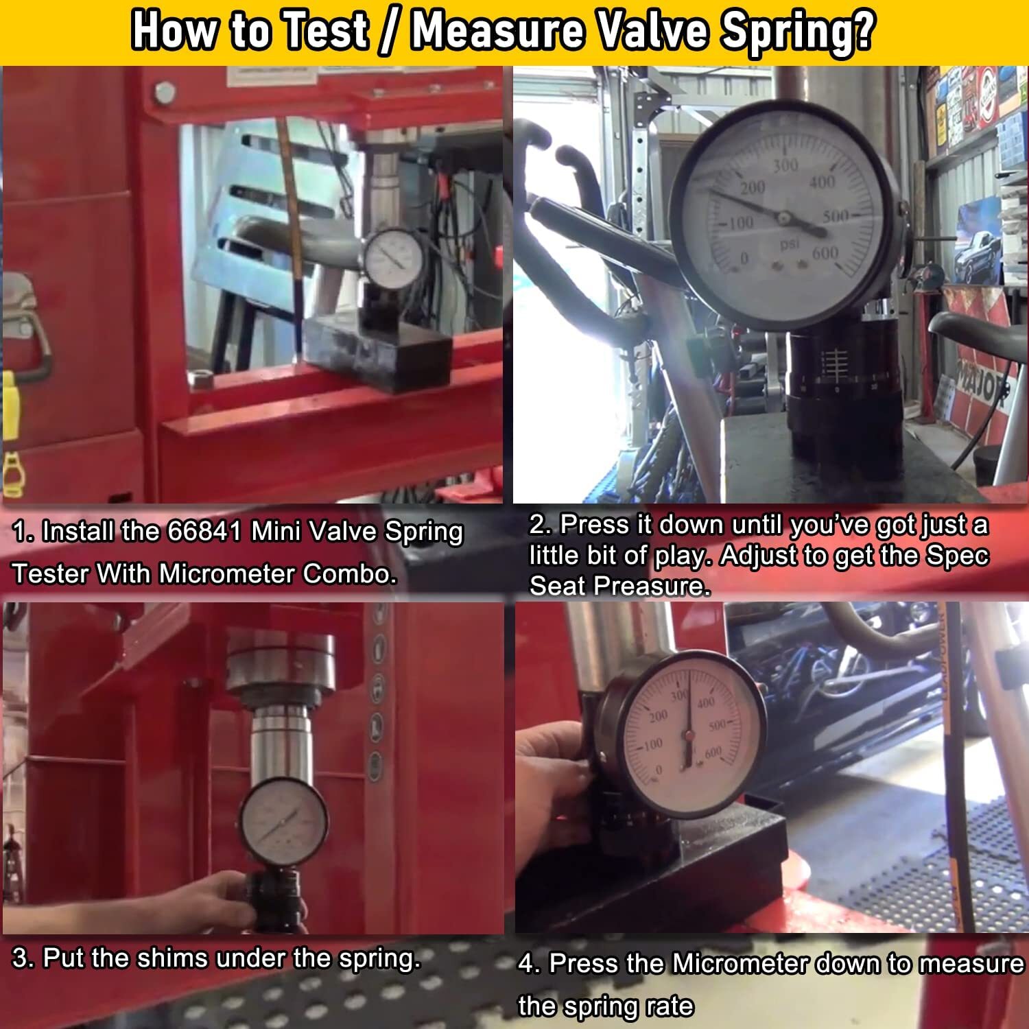 66841 Mini Valve Spring Tester & Measuring Combo for Vise w/ Height Micrometer