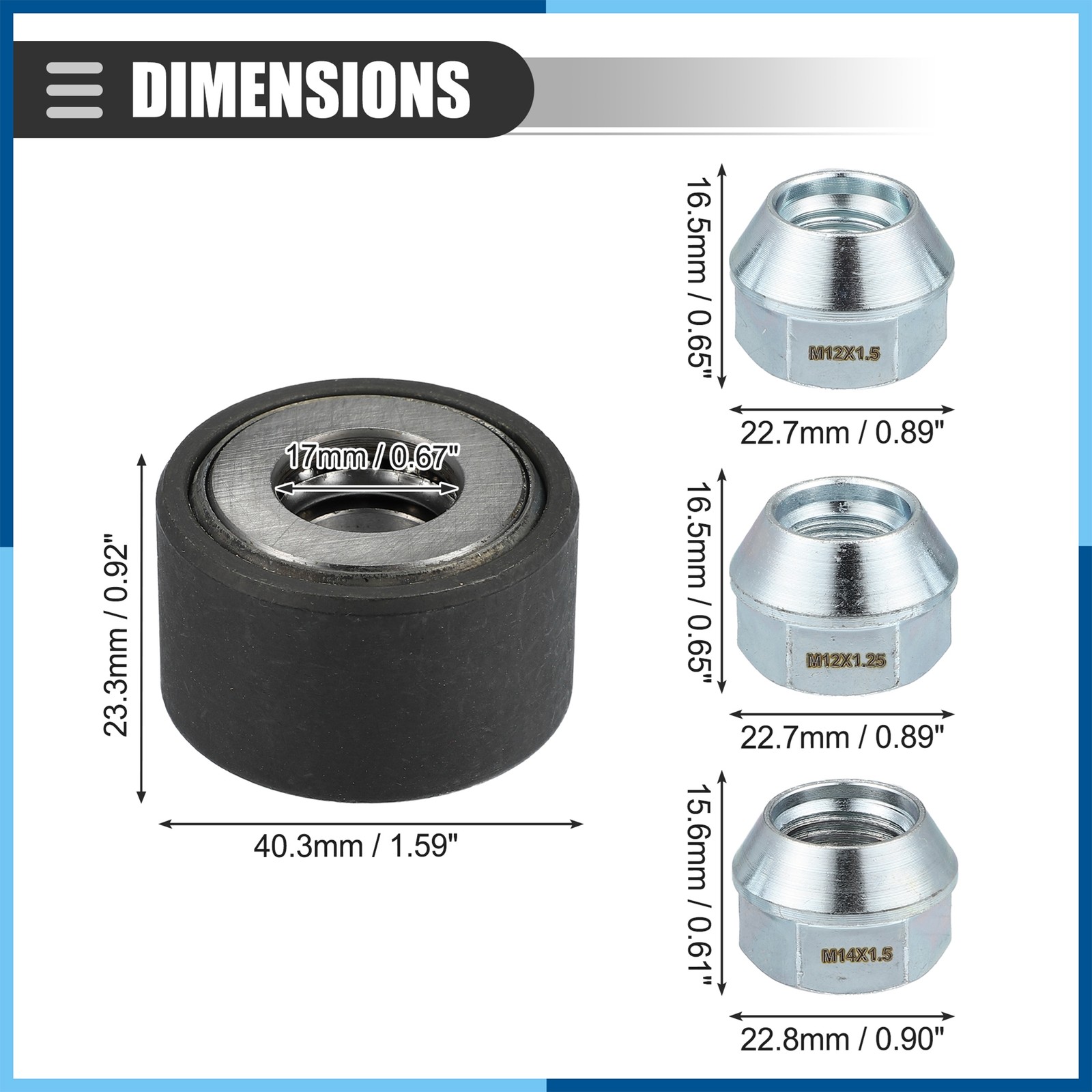 Wheel Stud Installer Tire Studding Tool with Hex Wheel Lug Nuts Silver Tone 1 pc