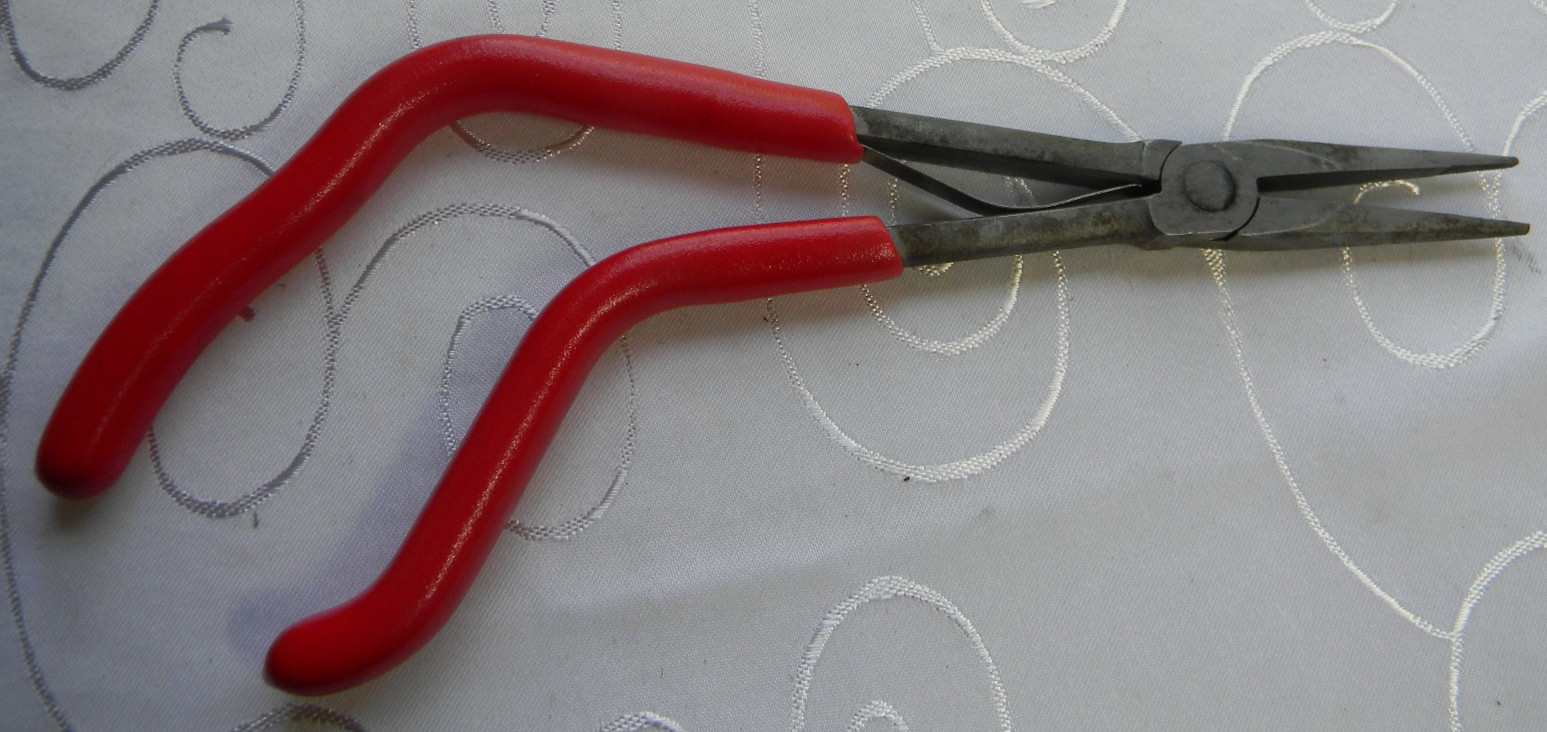SNAP-ON 11″ LONG RED VINYL GRIP NEEDLE NOSE PLIERS #912AEP MADE IN THE USA