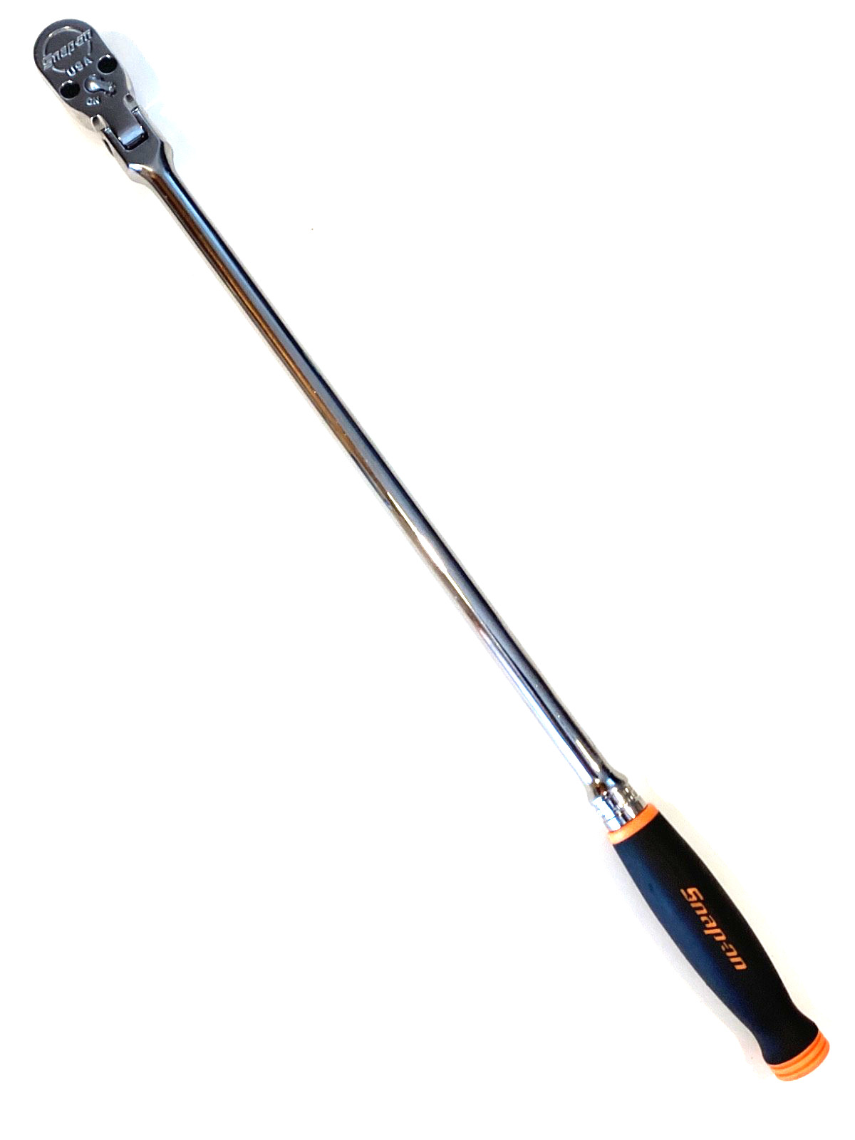 Snap On SHLF80A 1/2″ Drive ORANGE Soft Grip Long Handle Flex Head Ratchet MINT