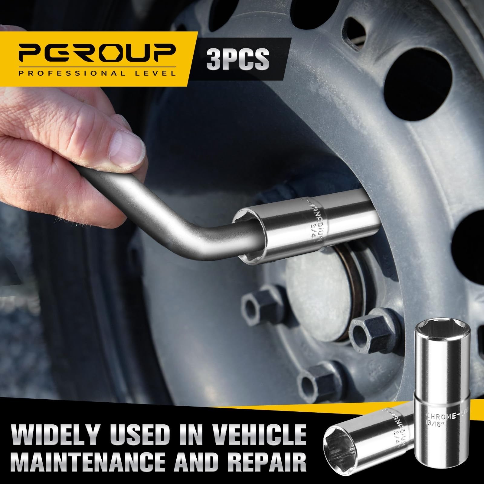 Telescoping Lug Wrench with 17mm/19mm & 21mm/22mm Sockets for Cars, Trucks, Vans