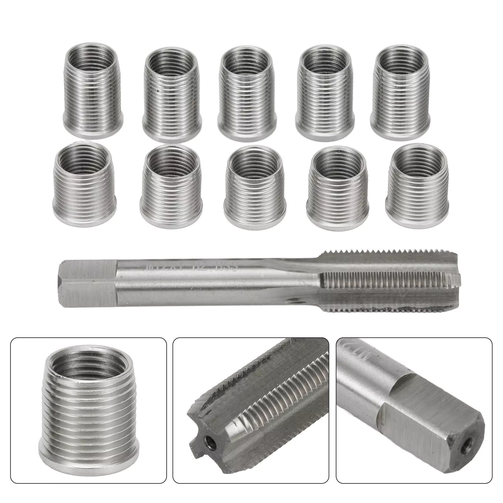 1Set Universal Spark Plug Thread Repair Kit Tool with M10x1.0 Thread Inserts