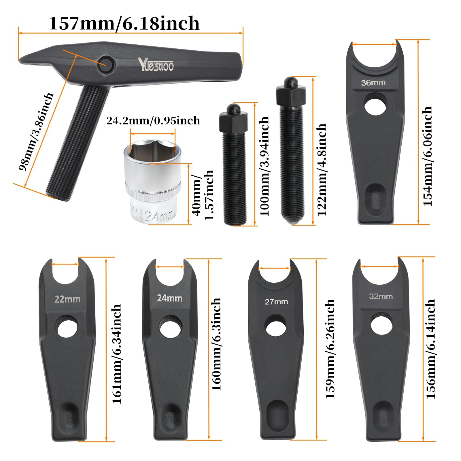 Yuesstloo 9 PCS Ball Joint Separator Tool Kit 22mm 24mm 27mm 32mm 36mm 9PCS