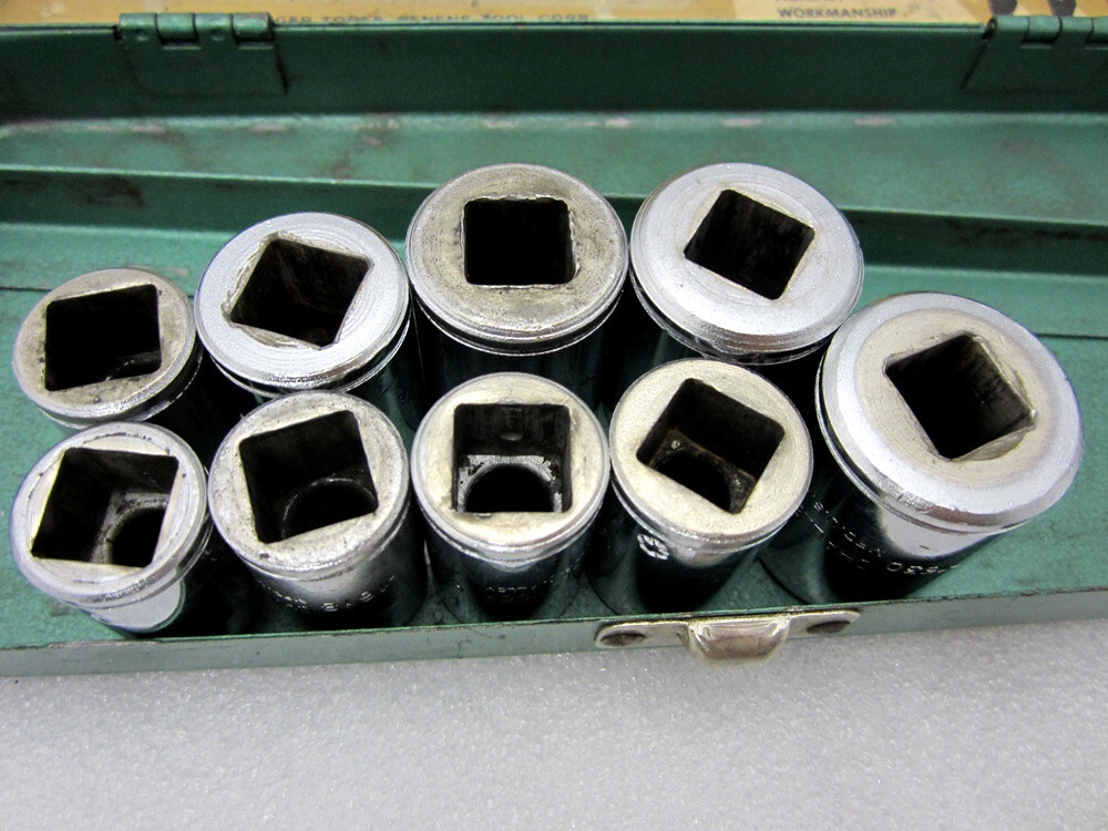 Vintage Penens Challenger 1/2″ Drive 13pc SAE 12pt Socket Set 2077 Made in USA