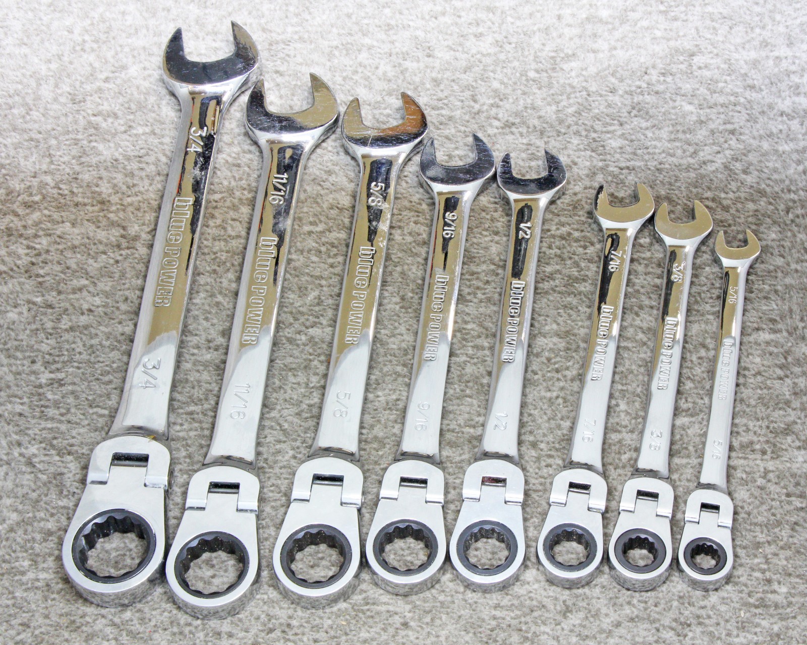 Cornwell bluePower BPRW8FST 8 Piece SAE Ratchet Flex Head Combination Wrench Set