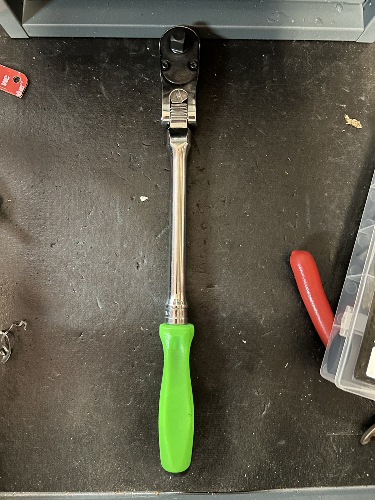 Snap-on FHLX80B — 3/8” Drive Long Flex-Head Locking Ratchet, Green Hard Grip