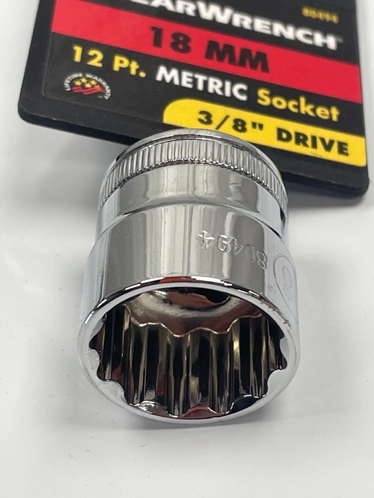 18mm GearWrench 3/8″ Drive, Short Well Polished Socket 12 point ; 2 pack