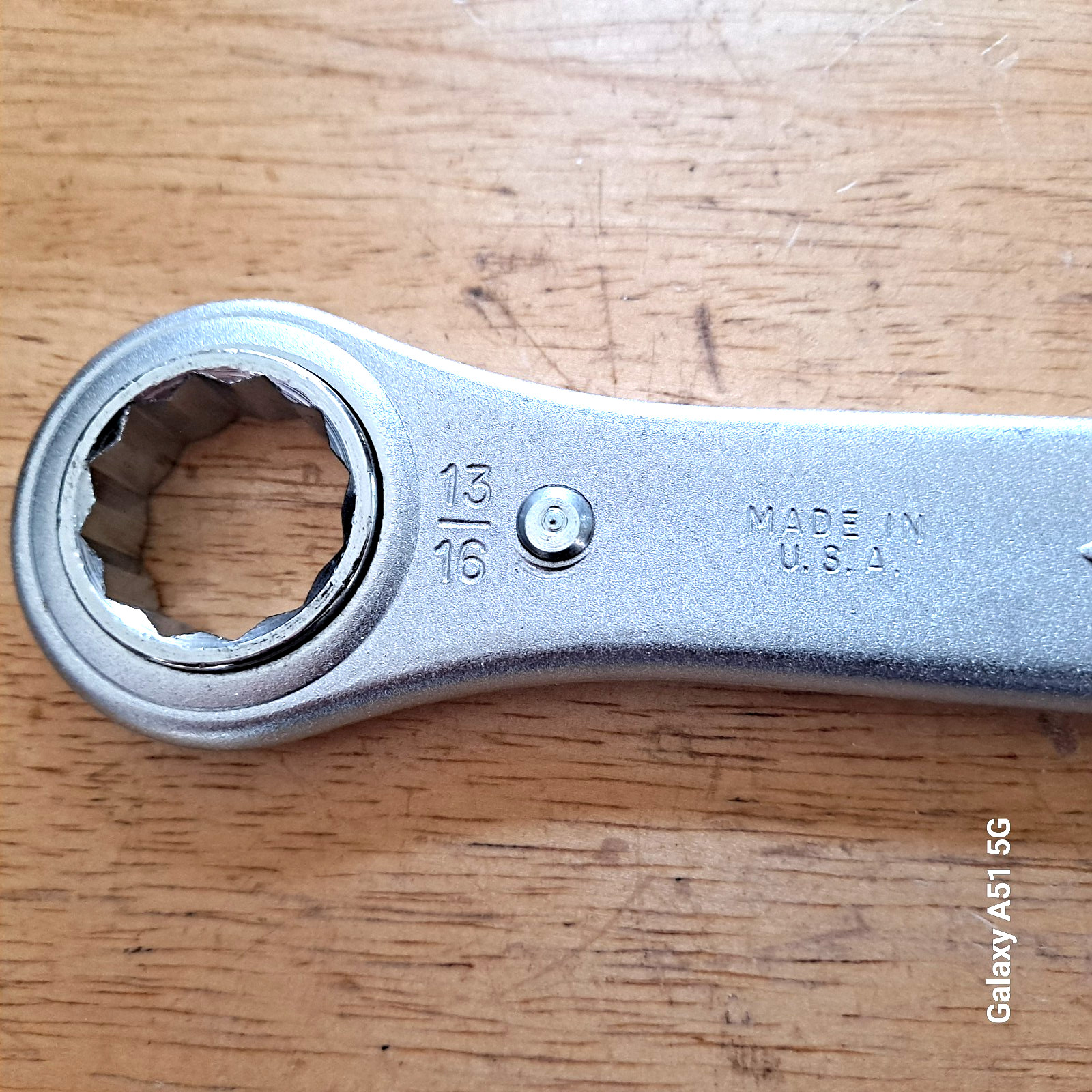 Vintage Indestro Double Box End Ratcheting Wrench 13/16 & 7/8″ USA Made No. 0708