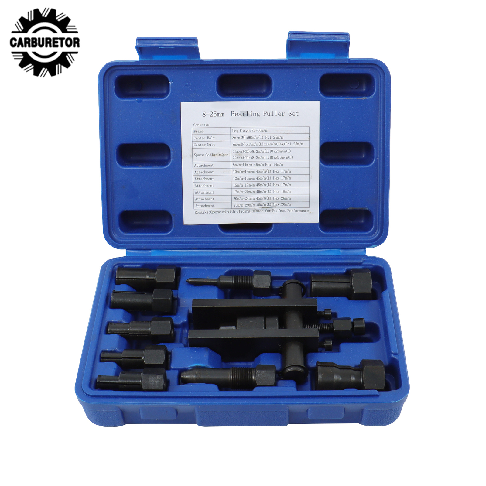 10pc Blind Hole Inner Bearing Puller Set 8-25mm Remover Slide Tool Internal Kit