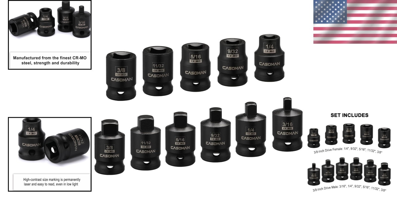 Corrosion-Resistant Socket Set, 3/8″ Drive