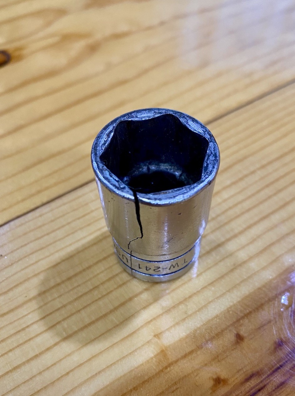 Snap-on Tools 1/2 Drive 3/4″ 6PT Shallow Socket Crack/ Broken TW241 USA