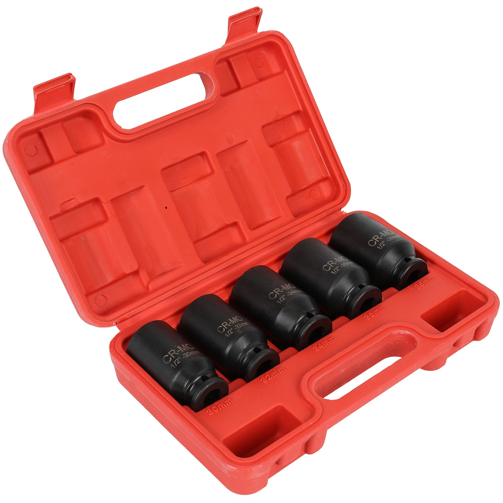 30 32 34 35 36mm 5pcs 1/2» Deep Spindle Axle Nut Socket 12 Point Metric