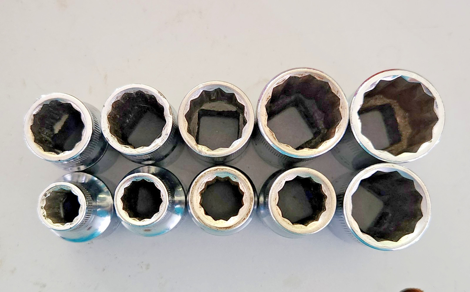Vtg Craftsman USA 10 pc 1/2″ drive shallow metric socket set 12 pt 9mm-19mm