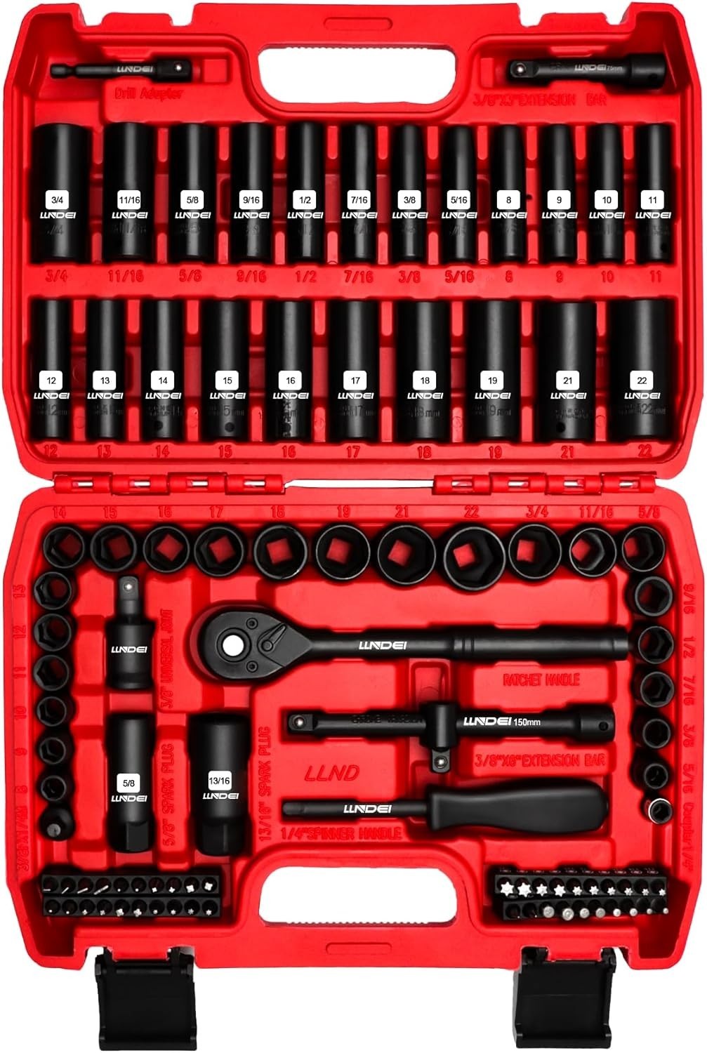 3/8”Drive Impact Socket Set,Standard SAE5/16 to 3/