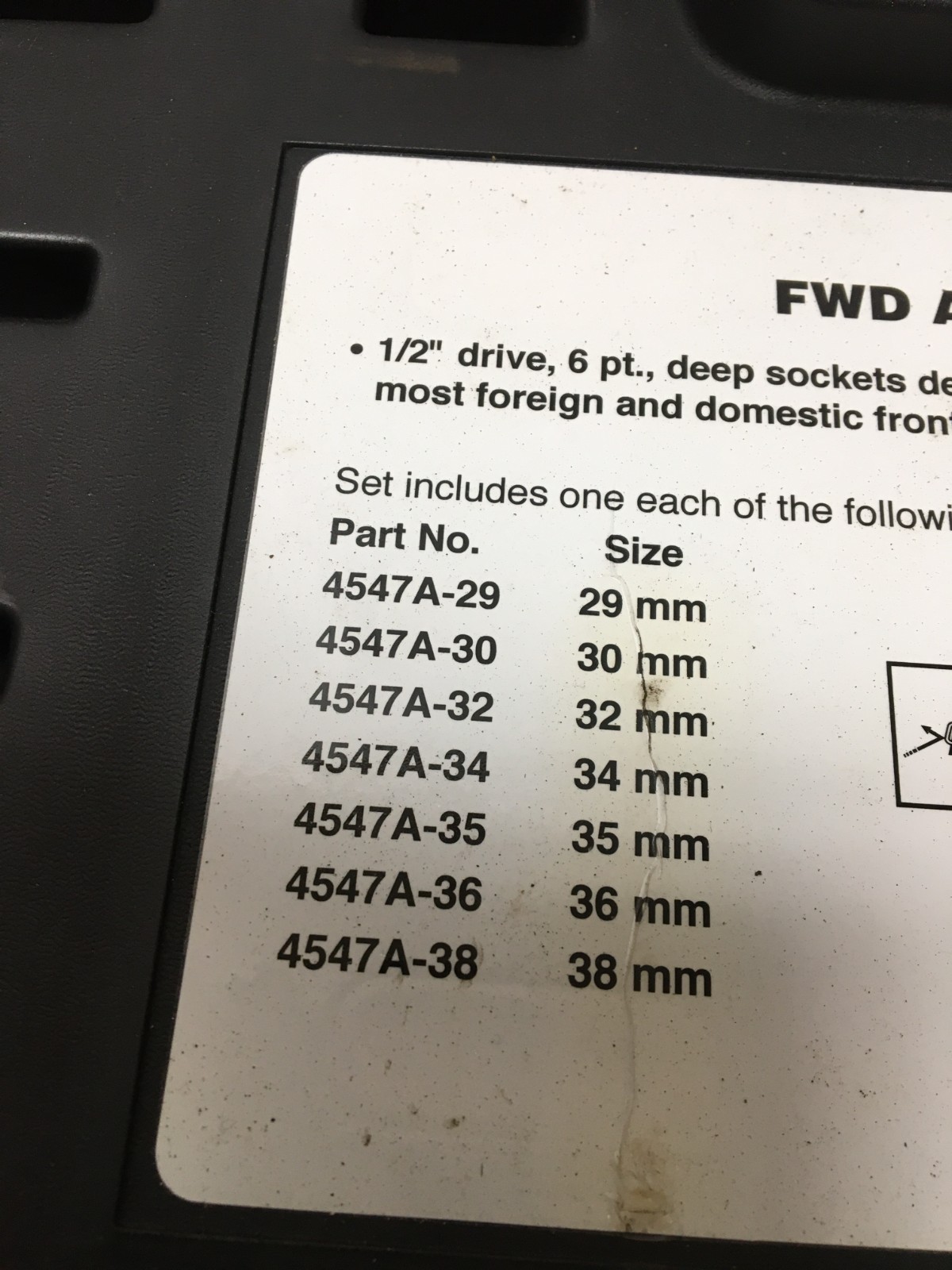 Mac Tools 1/2″ 6pt Axle Nut Metric Socket Set FWD Front Wheel Drive AS4547A
