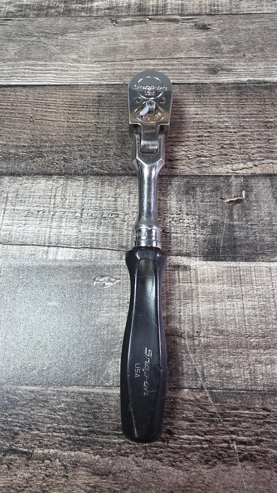 Snap-on F835 3/8” Drive Ratchet – Black Hard Handle – USA Made – Classic Design