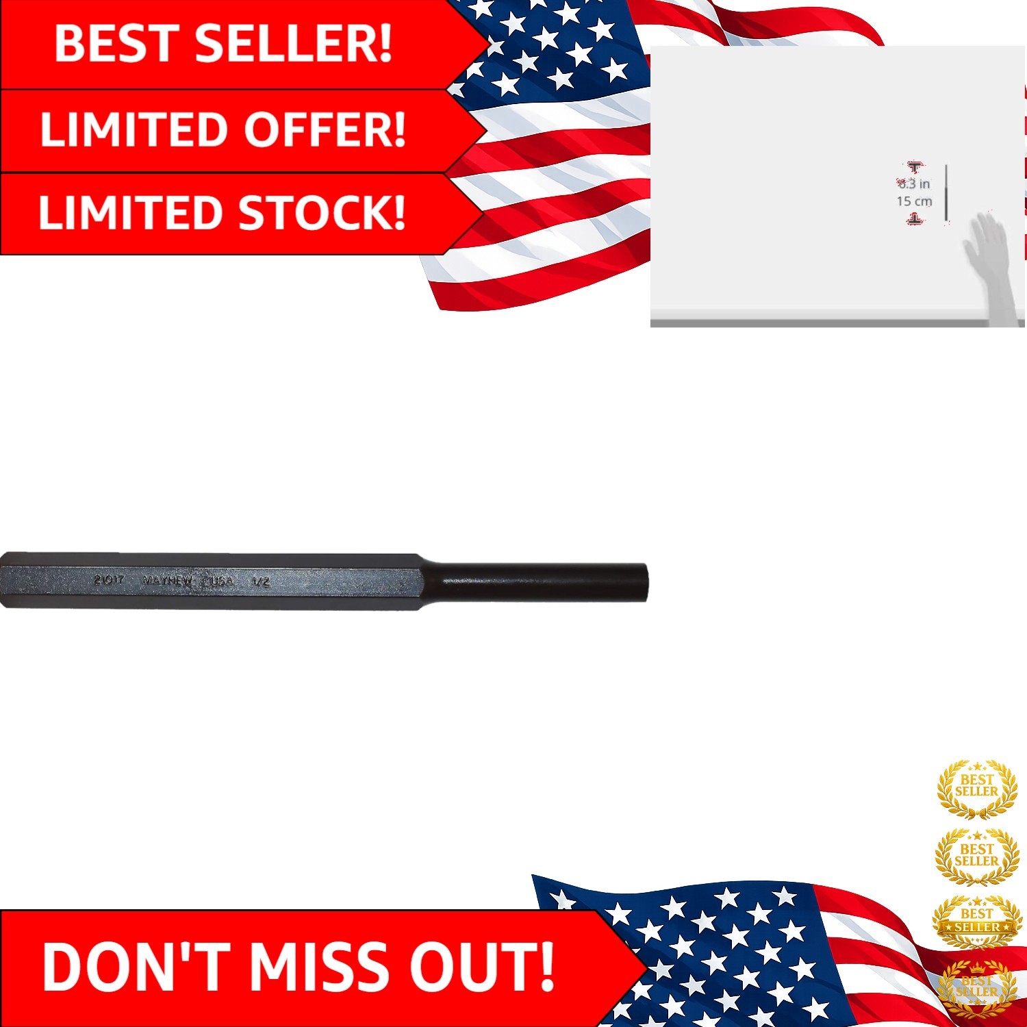 High-Quality 8 Inch Alloy Steel Pin – 1/2 x 2.5 Inch with Black Oxide Coating