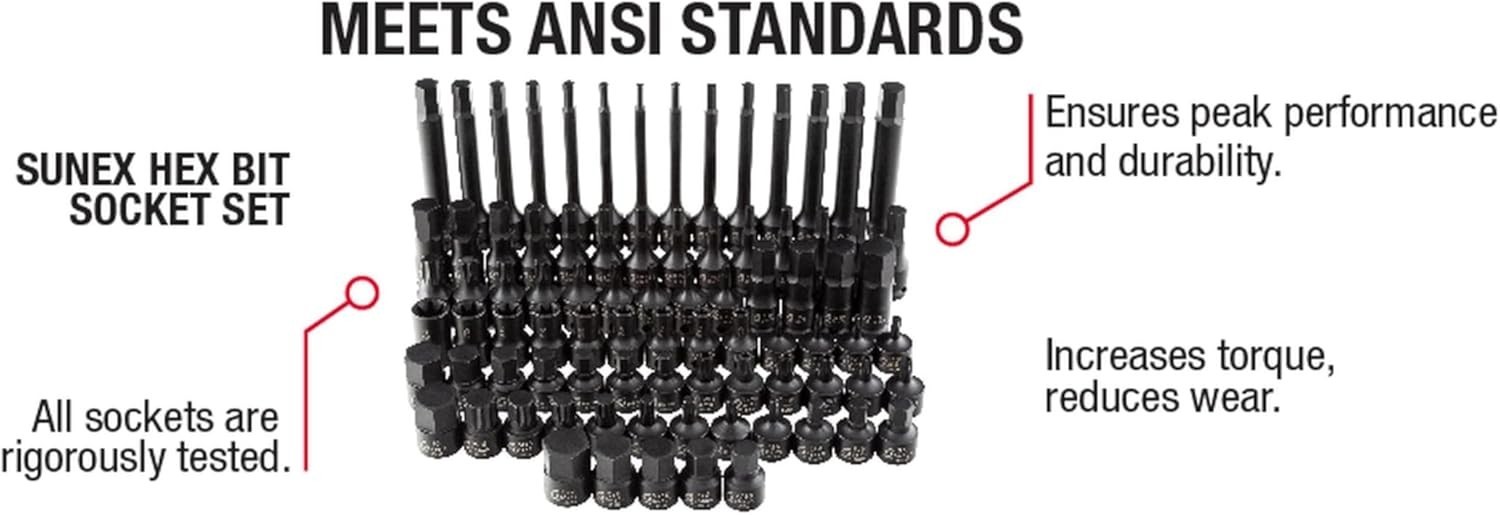 Sunex 3569 3/8″ Dr. Master Hex Bit Impact Socket Set 84 Piece