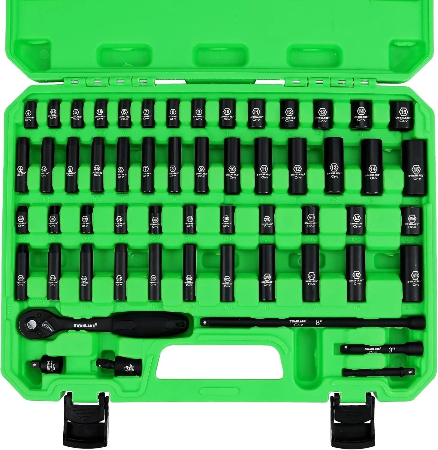 56-Piece Comprehensive 1/4″ Drive Socket Set in Professional Quality Cr-V Steel