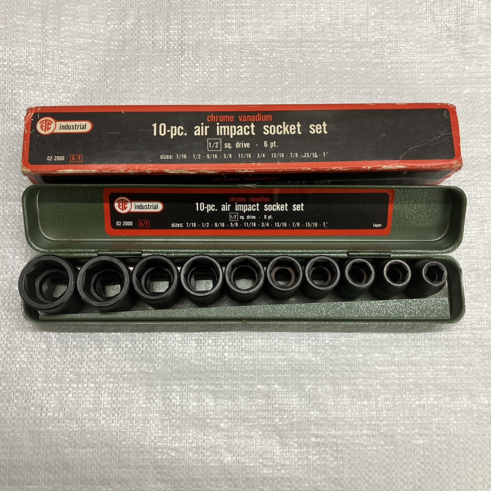 Vintage 1/2” A/f Air Impact Socket Set Etc Industrial Japan Classic Car Imperial