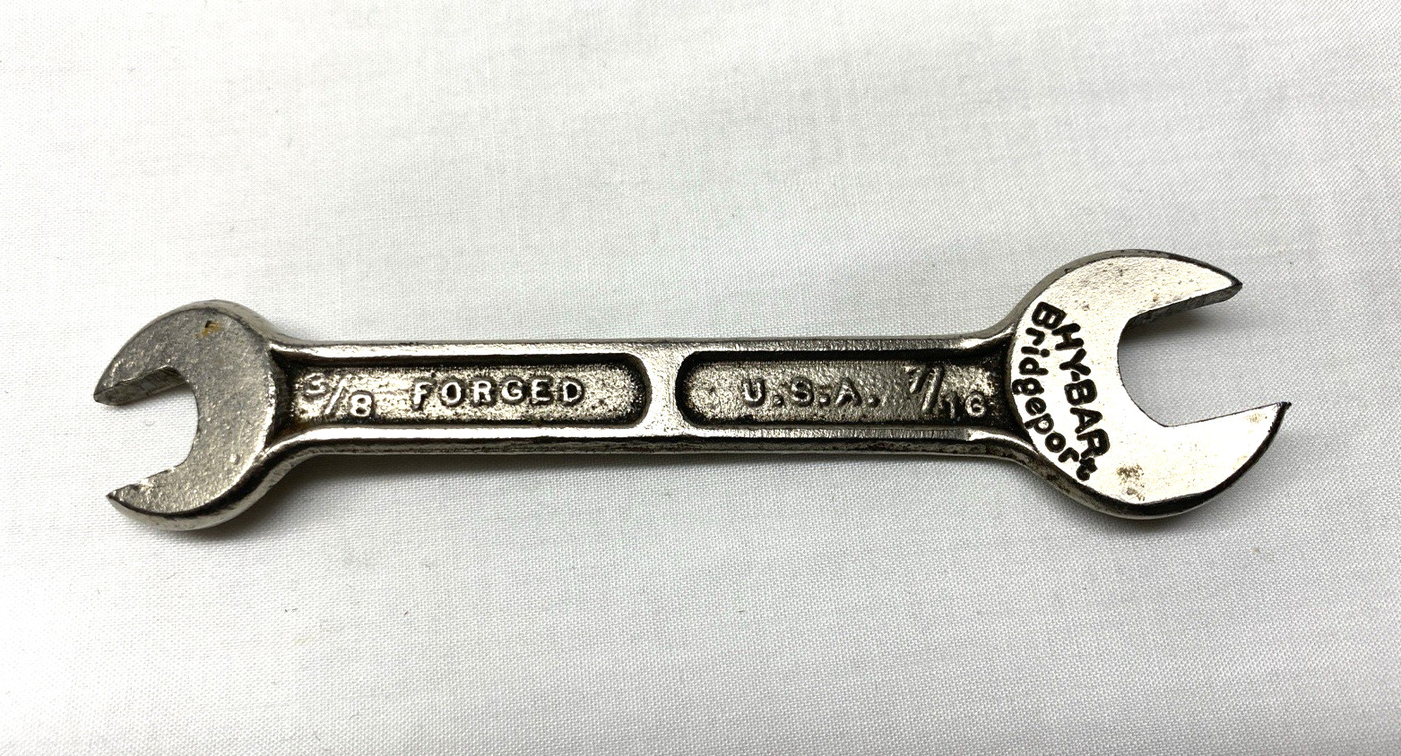 Vtg Bridgeport Hybar USA 3/8″ X 7/16″ & 9mm X 11 mm Open End Wrench SAE/ Metric