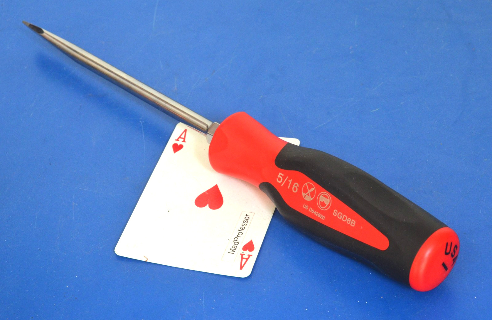 Snap-on Flat Tip 5/16″ Blade Instinct Red Soft Grip 11″ Screwdriver SGD6BR NEW