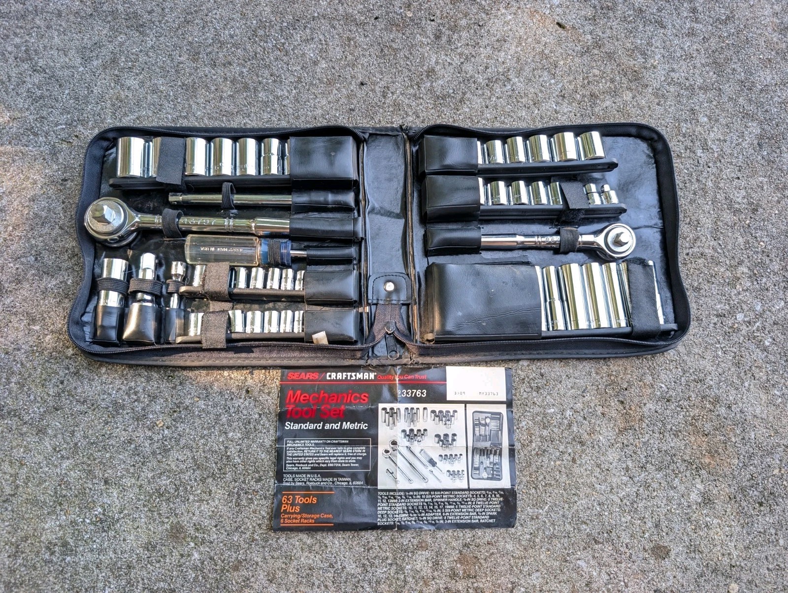Craftsman 63 Pc (-1 Pc missing) Mechanics Socket Tool Set #933763 SAE & Metric