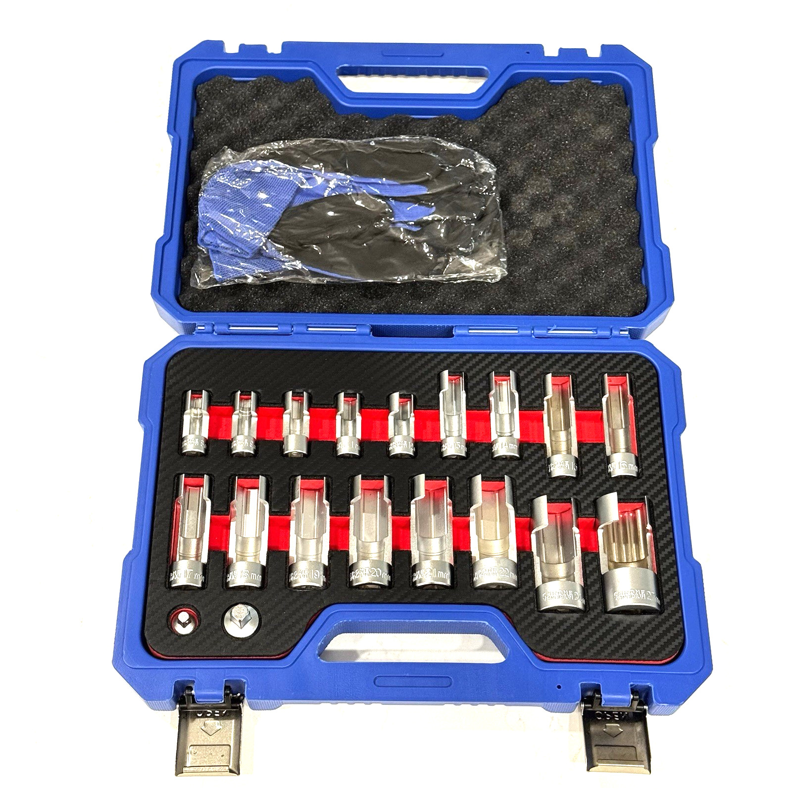 19PCS Diesel Injector Fuel Line Socket Set 8-27mm Flare Nut 3/8″ 1/2″ Drive, Glo