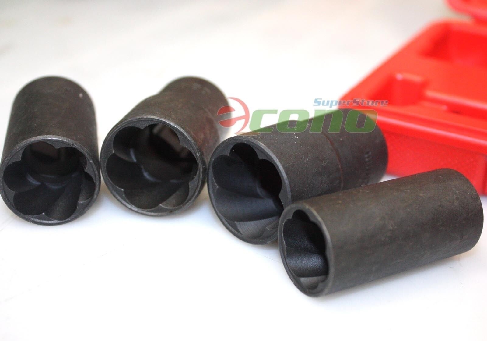 5pc Twist Socket Set 4 Damaged Worn Lug Nut and Lock Remover 17,19, 21mm, 22mm