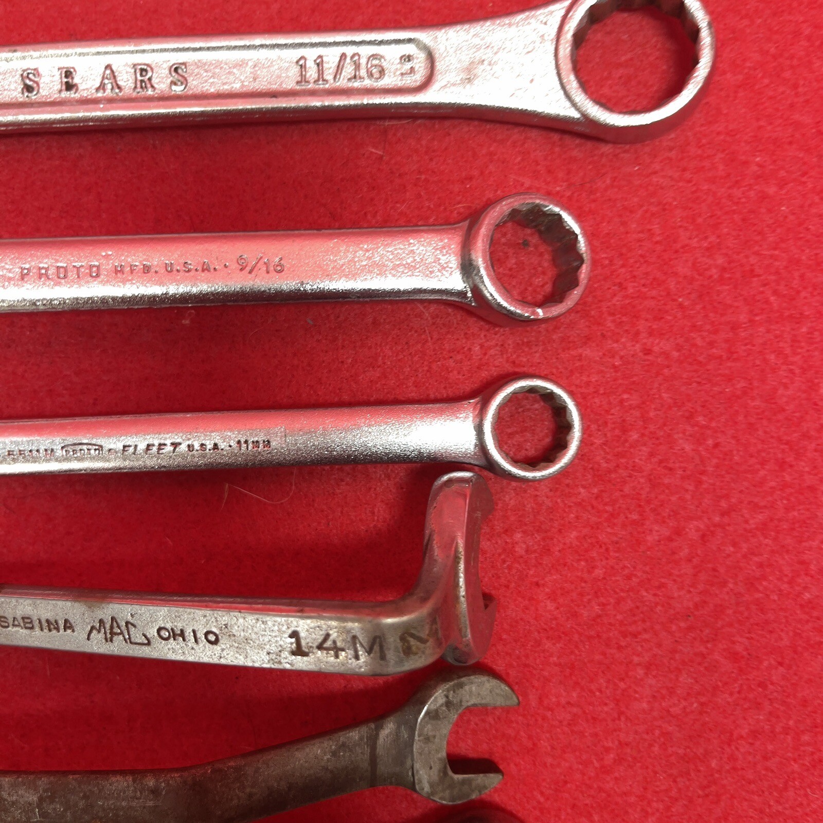 Snap on Lot of 9 MAC Proto Sears BluePoint Bonney Combination Wrenches Mechanic