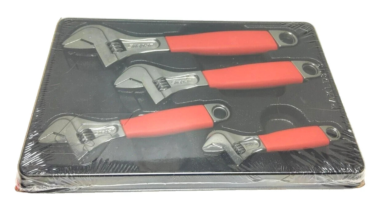 Snap-on 6″ 8″ 10 12″ Red Flank Drive Plus Adjustable Wrench Set FADH704C NEW USA
