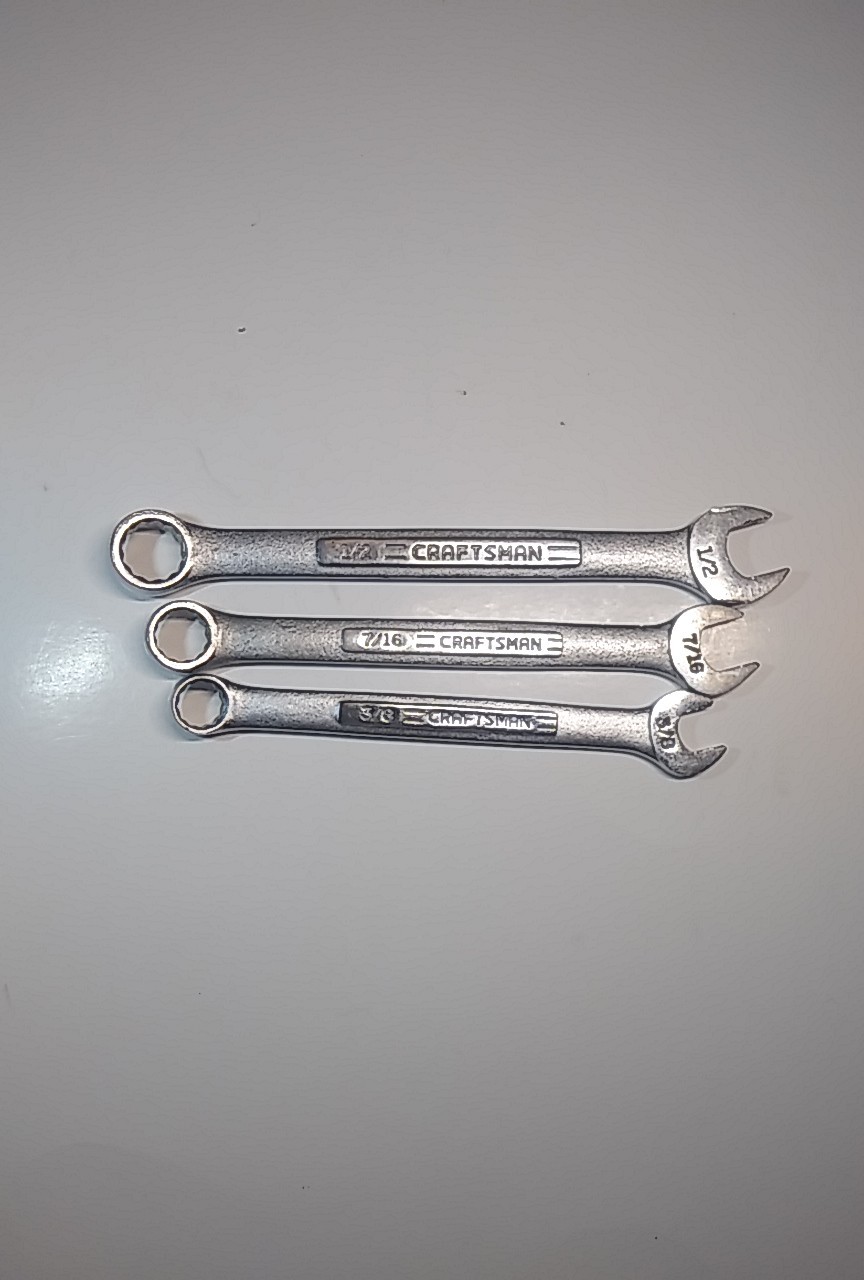 Craftsman-VV-Series 3pc SAE 12 Pnt Combination Wrench Set Made In USA